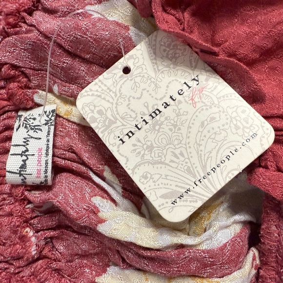 Free People Intimately Red Floral Ruffle Crisscross Mini Slip Dress XS - Picture 11 of 12